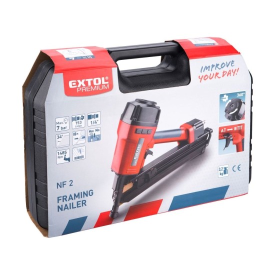 Klincovačka pre konštrukcie, pneumatická, uhol sklonu 34°, EXTOL PREMIUM, NF 2