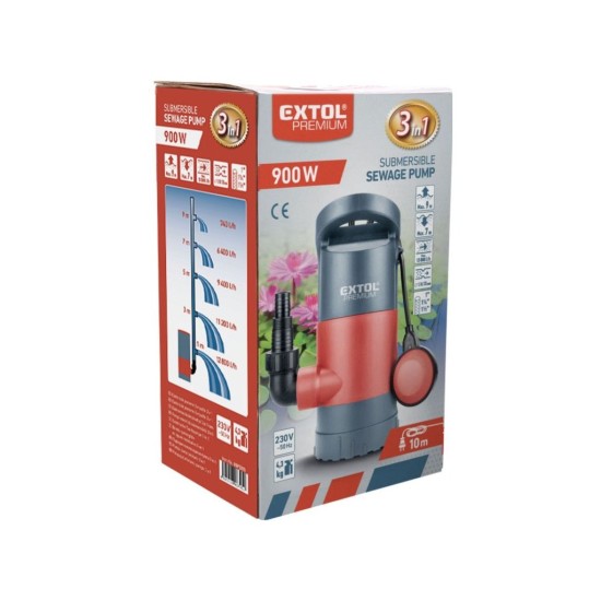 Čerpadlo na špinavú vodu 3 v 1, 900 W, 13000 l/h, EXTOL PREMIUM, SP 900 Čerpadlo na špinavú vodu 3 v 1, 900 W, 13000 l/h, EXTOL PREMIUM, SP 900