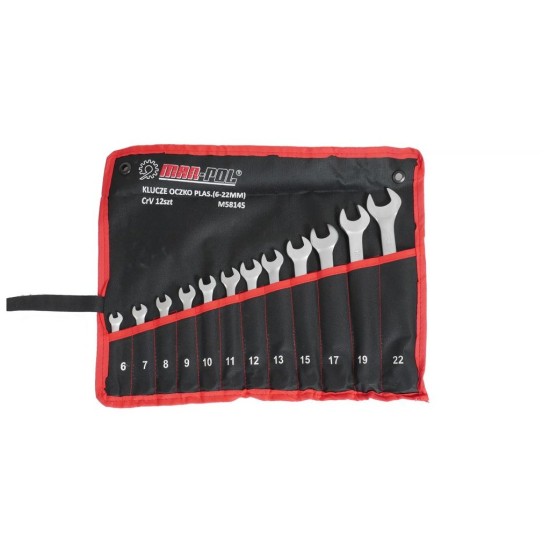 Prstencové kľúče-otvorené 12ks 6-22mm CrV MAR-POL, skladacie puzdro Prstencové kľúče-otvorené 12ks 6-22mm CrV MAR-POL, skladacie puzdro