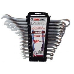 Prstencové kľúče-otvorené 12ks 6-22mm CrV MAR-POL, klip