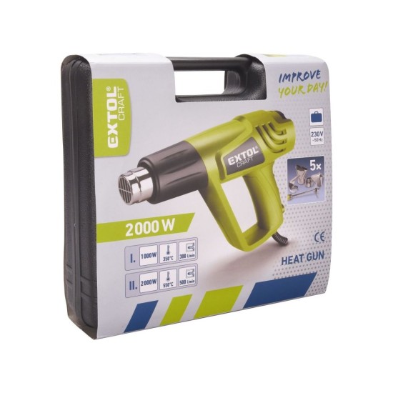 Teplovzdušná pištoľ s príslušenstvom 2000/1000W EXTOL CRAFT (411023) Teplovzdušná pištoľ s príslušenstvom 2000/1000W EXTOL CRAFT (411023)