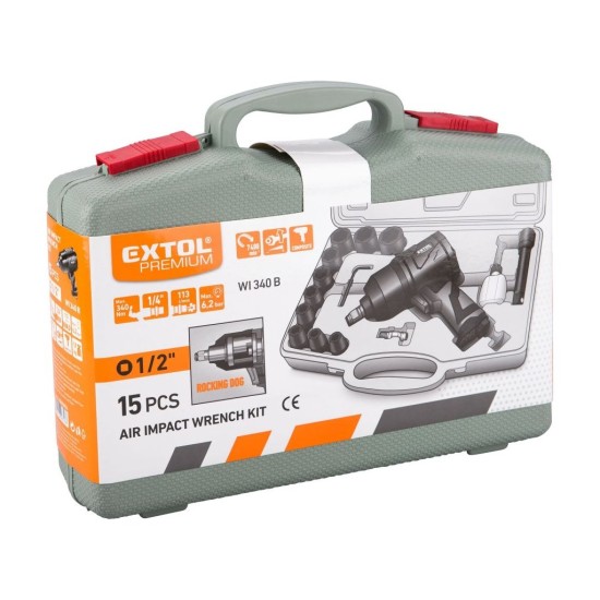Kompozitný rázový uťahovák s maticami, sada 15ks, 320Nm, WI 340 B EXTOL PREMIUM