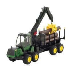 Lesnický traktor John Deere 1210E s nakládacím ramenem a přívěsem 02133 BRUDER