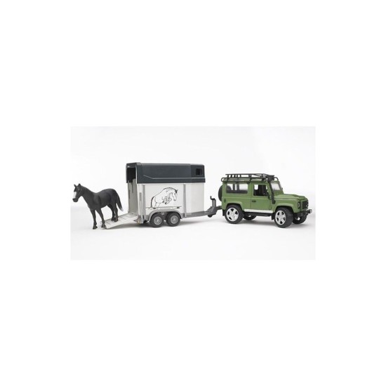 Land Rover Defender s prívesom pre kone + kôň 02592 BRUDER Land Rover Defender s prívesom pre kone + kôň 02592 BRUDER