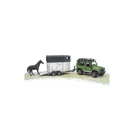 Land Rover Defender s prívesom pre kone + kôň 02592 BRUDER Land Rover Defender s prívesom pre kone + kôň 02592 BRUDER
