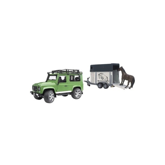 Land Rover Defender s prívesom pre kone + kôň 02592 BRUDER Land Rover Defender s prívesom pre kone + kôň 02592 BRUDER