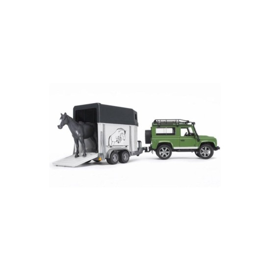 Land Rover Defender s prívesom pre kone + kôň 02592 BRUDER Land Rover Defender s prívesom pre kone + kôň 02592 BRUDER