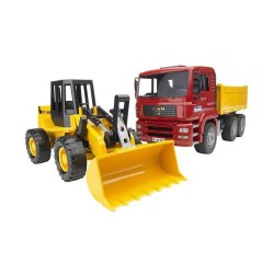 Nákladní auto, sklápěč MAN TGA + čelní nakladač FR 130 02752 BRUDER