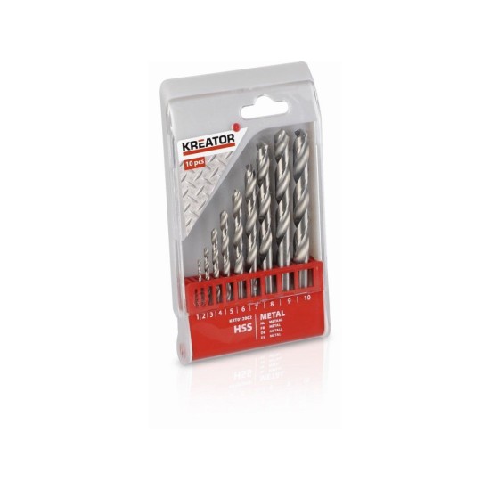 KRT012002 - 10 ks HSS vrtákov do kovu 1-10mm KREATOR