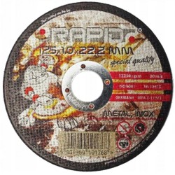 Rezací kotúč na kov, nehrdzavejúca oceľ, 125x1x22,2mm RAPID Rezací kotúč na kov, nehrdzavejúca oceľ, 125x1x22,2mm RAPID