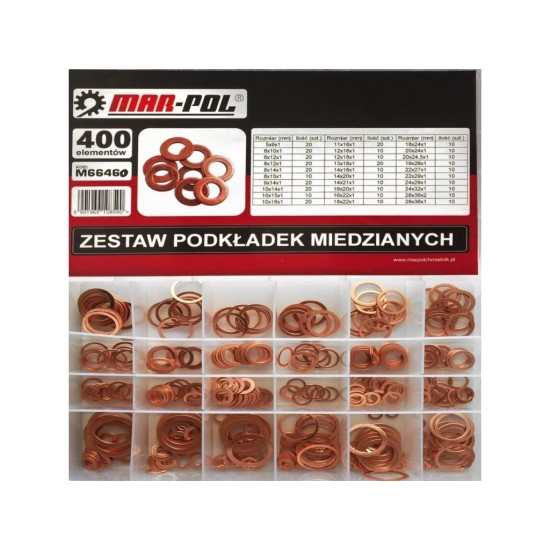 Medená podložka, sada 400ks MAR-POL Medená podložka, sada 400ks MAR-POL
