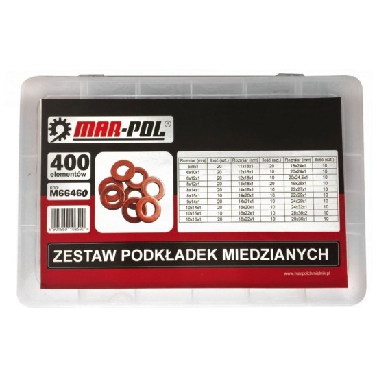 Medená podložka, sada 400ks MAR-POL Medená podložka, sada 400ks MAR-POL