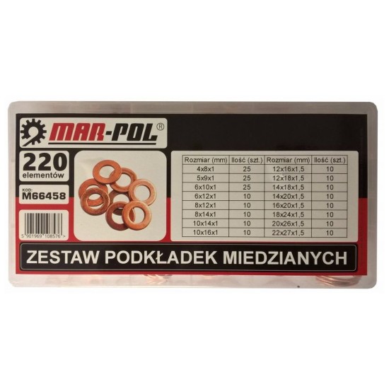 Medená podložka, sada 220ks MAR-POL