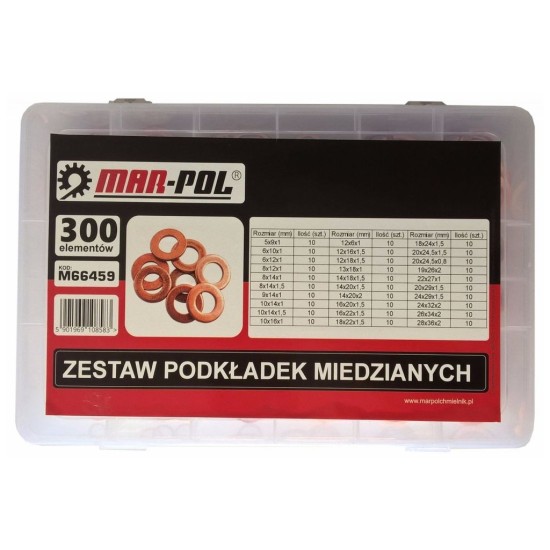 Medená podložka, sada 300ks MAR-POL Medená podložka, sada 300ks MAR-POL