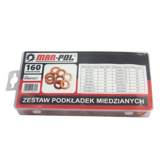 Medená podložka, sada 160ks MAR-POL Medená podložka, sada 160ks MAR-POL