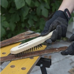 Ocelový kartáč 4řadový, dřevěný - KREATOR