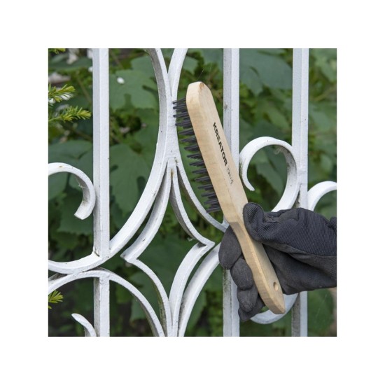 Ocelový kartáč 4řadový, dřevěný - KREATOR