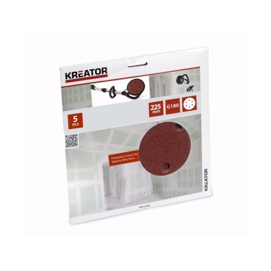 KRT232008 5ks brúsny kotúč 225 mm G180 KREATOR KRT232008 5ks brúsny kotúč 225 mm G180 KREATOR