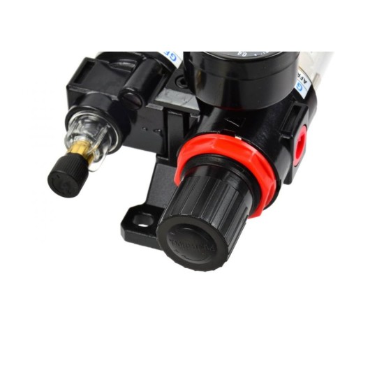 Regulátor tlaku s filtrom a manometrom a priamym manometrom olej 1/4" GEKO Regulátor tlaku s filtrom a manometrom a priamym manometrom olej 1/4" GEKO