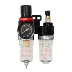 Regulátor tlaku s filtrom a manometrom a priamym manometrom olej 1/4" GEKO