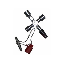 Univerzálny kľúč na retiazke do technických skriniek, 4 typy kľúčov + bit, GEKO Univerzálny kľúč na retiazke do technických skriniek, 4 typy kľúčov + bit, GEKO