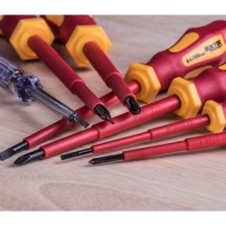 Elektrikárske skrutkovače s testerom, sada 7ks, 3x(-), 3x(PH), CrV EXTOL PREMIUM