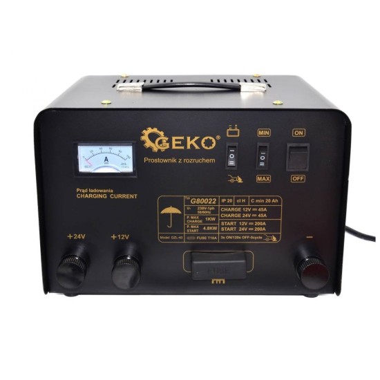 Nabíjačka autobatérií 400Ah, 12/24V, 45A GEKO, ŠTARTOVACIA FUNKCIA, s diaľkovým ovládaním