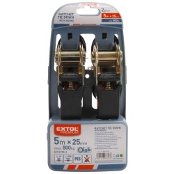 Račňový popruh s háčikmi, 5m x 25mm, sada 2ks, max. 800kg EXTOL PREMIUM