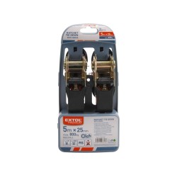 Račňový popruh s háčikmi, 5m x 25mm, sada 2ks, max. 800kg EXTOL PREMIUM Račňový popruh s háčikmi, 5m x 25mm, sada 2ks, max. 800kg EXTOL PREMIUM