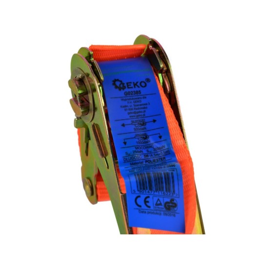 Račňový remienok s háčikmi, 5m x 25mm, 1t GEKO Račňový remienok s háčikmi, 5m x 25mm, 1t GEKO
