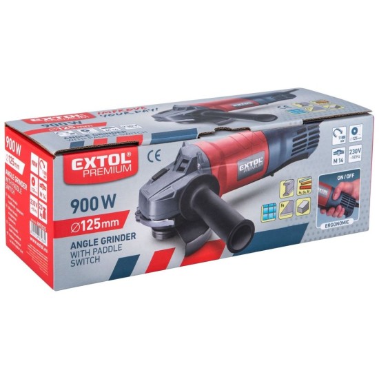 Uhlová brúska s lopatkovým spínačom, 125mm, 900W EXTOL PREMIUM