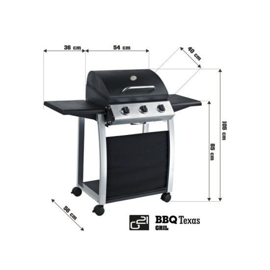 Plynový gril G21 Texas BBQ 3 hořáky + zdarma redukční ventil Plynový gril G21 Texas BBQ 3 hořáky + zdarma redukční ventil
