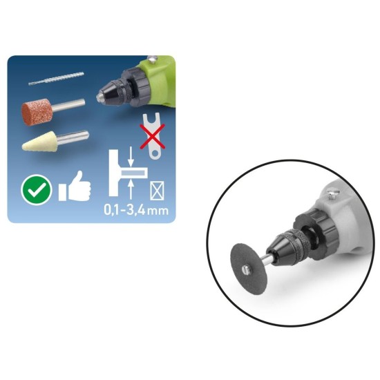 Skľučovadlo bez použitia náradia pre priame brúsky, 0,1-3,4 mm, závit M8x0,75 EXTOL CRAFT