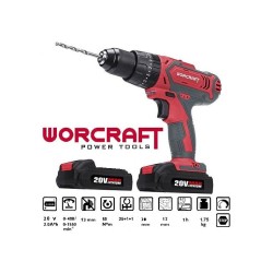 Akumulátorová príklepová vŕtačka WORCRAFT, 2xLi-Ion 20V/2,0Ah (CD-20LiH)