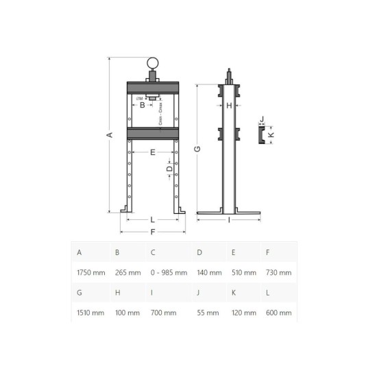 Hydraulický lis s manometrom a nožnou pumpou 20t GEKO Hydraulický lis s manometrom a nožnou pumpou 20t GEKO