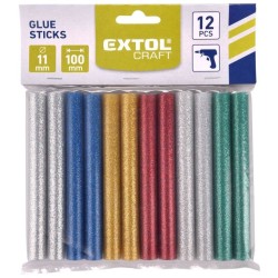 Lepiace tyčinky, mix farieb s trblietkami (trblietky), Ø 11x100mm, 12ks EXTOL CRAFT Lepiace tyčinky, mix farieb s trblietkami (trblietky), Ø 11x100mm, 12ks EXTOL CRAFT