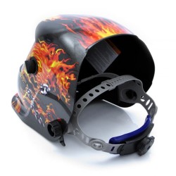 Samostmievacia zváračská kukla s potlačou ohnivej lebky MAR-POL