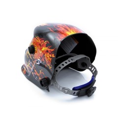 Samostmievacia zváračská kukla s potlačou ohnivej lebky MAR-POL