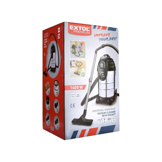 Dielenský vysávač, multifunkčný 1400W, 30l, mokré a suché vysávanie EXTOL PREMIUM Dielenský vysávač, multifunkčný 1400W, 30l, mokré a suché vysávanie EXTOL PREMIUM