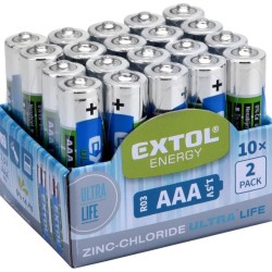 Chloridové batérie, 20ks, 1.5V AAA (R03) EXTOL ENERGY Chloridové batérie, 20ks, 1.5V AAA (R03) EXTOL ENERGY