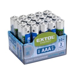 Chloridové batérie, 20ks, 1.5V AAA (R03) EXTOL ENERGY Chloridové batérie, 20ks, 1.5V AAA (R03) EXTOL ENERGY