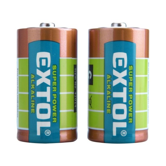 Alkalické batérie, 2ks, 1.5V C (LR14) EXTOL ENERGY
