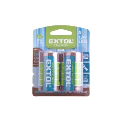 Alkalické batérie, 2ks, 1.5V D (LR20) EXTOL ENERGY