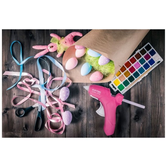 Horúca lepiaca pištoľ, priemer 7,2mm, 25W, ružová EXTOL LADY Horúca lepiaca pištoľ, priemer 7,2mm, 25W, ružová EXTOL LADY