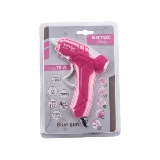 Horúca lepiaca pištoľ, priemer 7,2mm, 25W, ružová EXTOL LADY Horúca lepiaca pištoľ, priemer 7,2mm, 25W, ružová EXTOL LADY