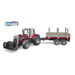 Bruder 2046 Massey Ferguson 7480 s před. nakladčem a přívěsem na klády 2213 Bruder 2046 Massey Ferguson 7480 s před. nakladčem a přívěsem na klády 2213