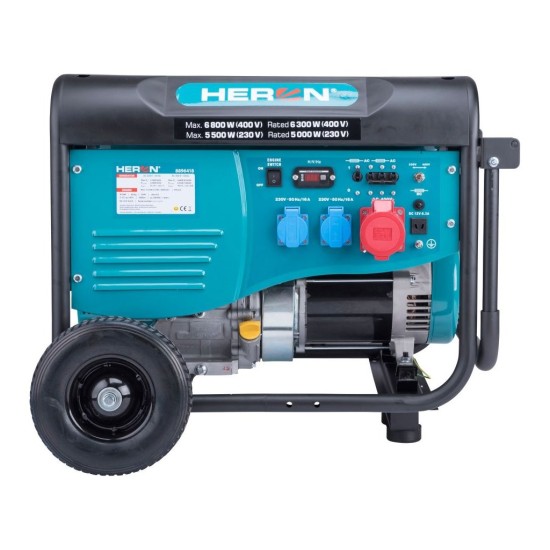 Benzínový generátor 15HP/6,8kW (400V), 5,5kW (230V), podvozok HERON