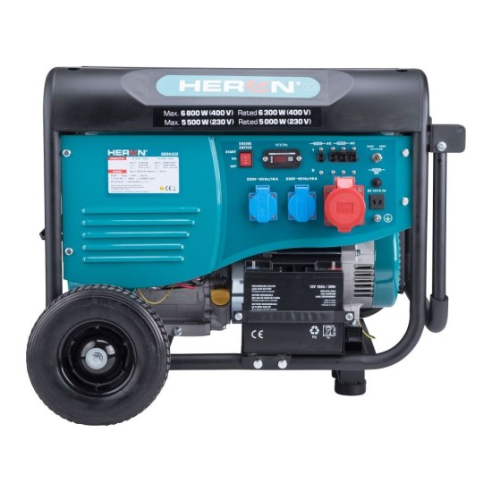 Benzínový generátor 15HP/6,8kW (400V), 5,5kW (230V), elektrický štartér, podvozok HERON Benzínový generátor 15HP/6,8kW (400V), 5,5kW (230V), elektrický štartér, podvozok HERON