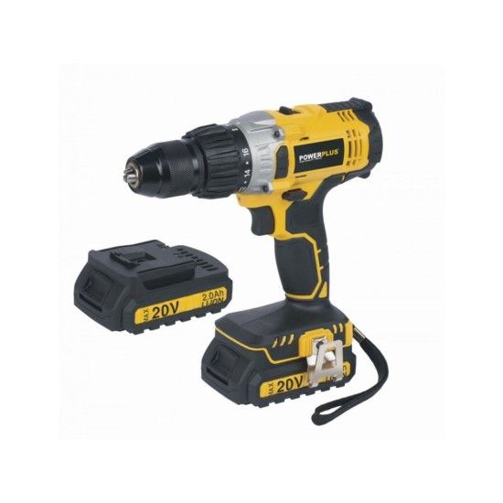 POWX00445 Akumulátorový príklepový skrutkovač/vŕtačka 2x20V, 2.0Ah, LI-ION POWERPLUS