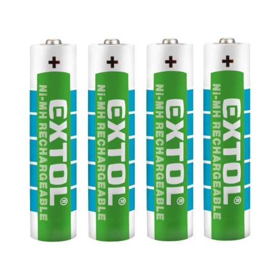 Nabíjateľné batérie, 4ks, AAA (HR03), 1.2V, 1000mAh, NiMh EXTOL ENERGY Nabíjateľné batérie, 4ks, AAA (HR03), 1.2V, 1000mAh, NiMh EXTOL ENERGY